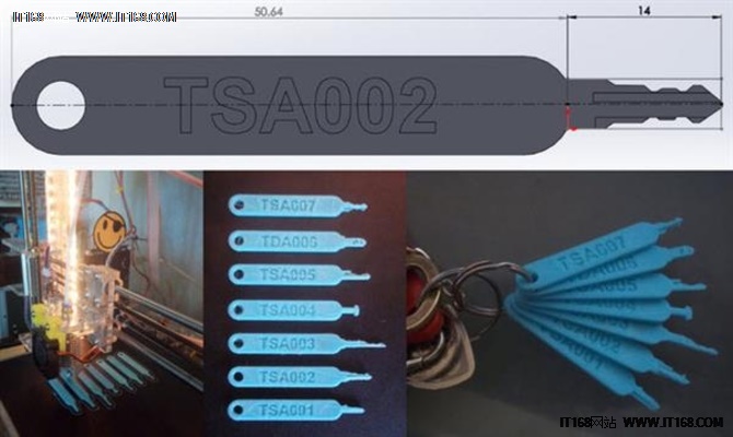 黑客3D打印TSA功能较多密钥 秒杀一切安全锁