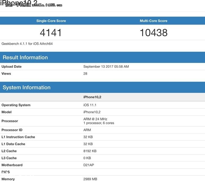 iPhoneX A11芯片跑分曝光 性能追平苹果笔电