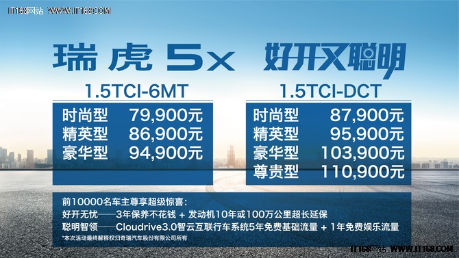 瑞虎5x上市7.99万起：动力智能安全齐备