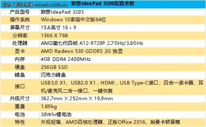 AMD四核+全固态 联想IdeaPad 320S评测