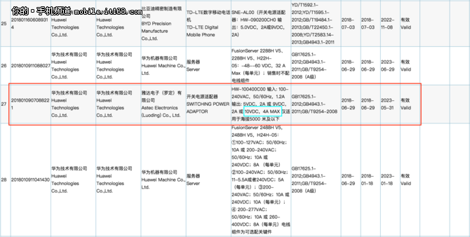 华为最新40W快充曝光 Mate 20系列或将搭载