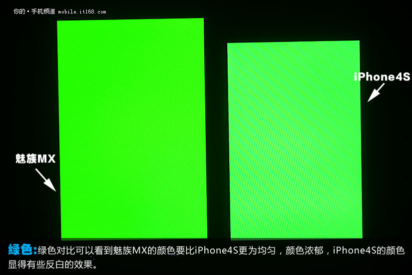 ips战asv iphone4s魅族mx屏幕对比测试