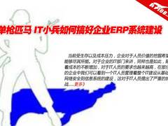 单枪匹马 IT小兵如何搞好ERP系统建设