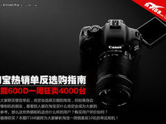 600D一周狂卖4000台 淘宝热销单反选购