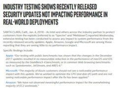 业界大佬纷纷声援Intel 漏洞更新未降低性能