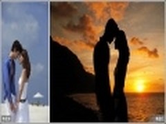 浓浓爱意 美图秀秀制作夕阳下情侣剪影