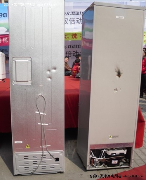 外壳不怕刀砍 消费者称海尔冰箱真结实