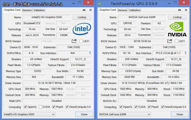 除了集成的hd 5500显卡外,latitude e5450还拥有一块独立显卡